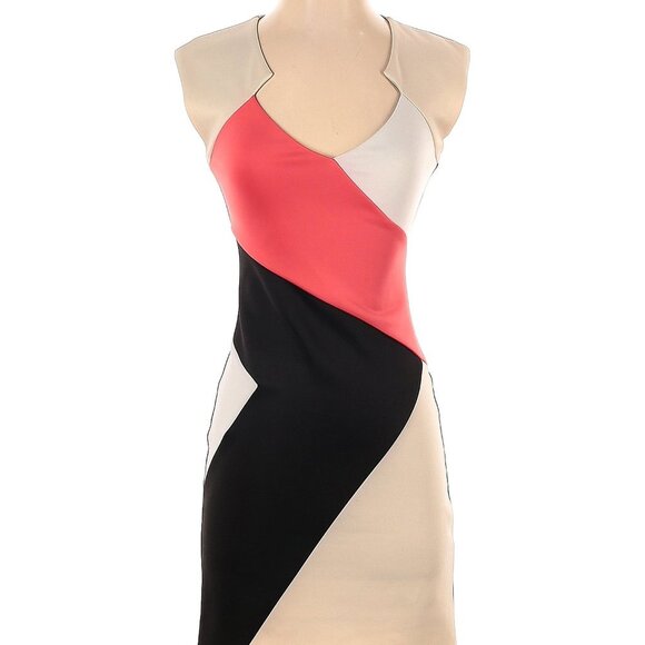 Guess Colorblock Dress - tan/ red/ black - Size S - Picture 1 of 2